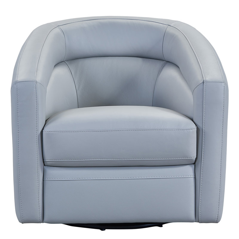 Orren Ellis Silloth Contemporary Genuine Leather Swivel Barrel Chair